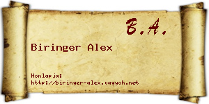 Biringer Alex névjegykártya